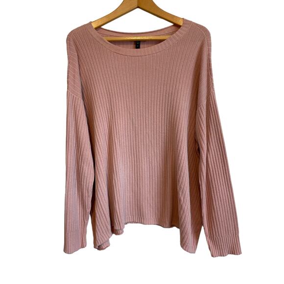 Eileen Fisher Sweaters - Eileen Fisher pink pullover sweater cotton solid ribbed pastel lightweight Lrg